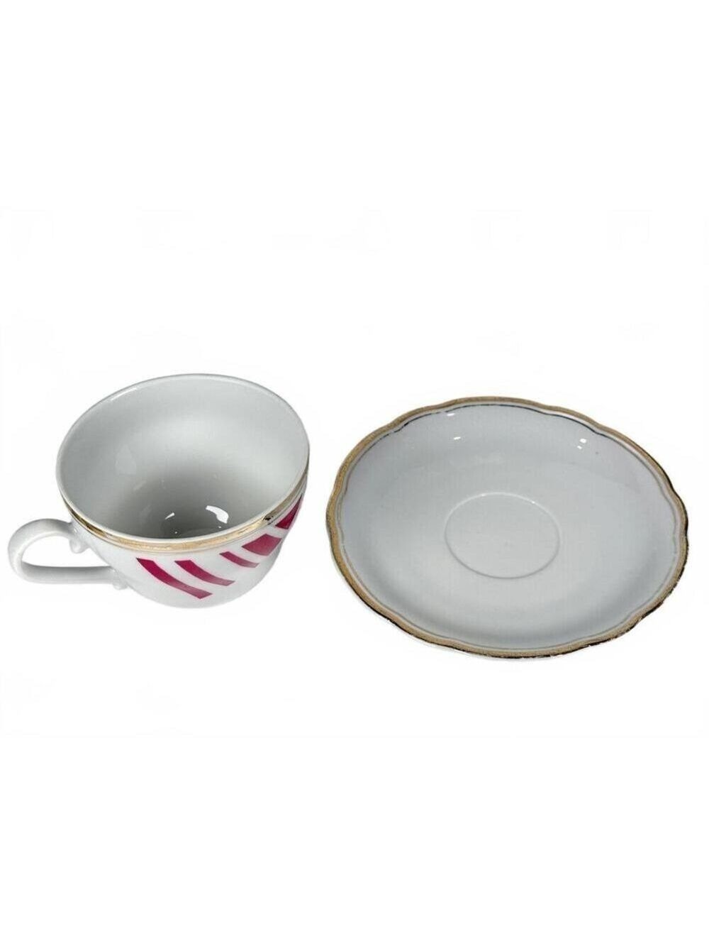 Set of 2 Vintage Kahla GDR Geometric Porcelain Tea Cups and Saucers East Germany - Picture 11 of 14
